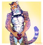  clothing feline flynx-flink harness jock karnal leather male male/male mammal muscular peek penis pinup pose teasing tiger underwear 