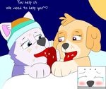  &lt;3 blush canine cub dog everest_(paw_patrol) female fur male male/female mammal marshall_(paw_patrol) oral paw_patrol skye_(paw_patrol) young 