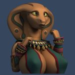  2016 3d_(artwork) 4:3 anthro anthroanim big_breasts breasts clothed clothing cobra digital_media_(artwork) female frown huge_breasts jamila_queen_cobra lips naga reptile scalie simple_background snake snake_hood solo wide_hips 