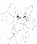  anthro big_breasts black_and_white breasts chest_tuft cute_fangs dust:_an_elysian_tail eye_markings featureless_breasts featureless_crotch female fidget mammal markings membranous_wings monochrome nimbat nude saran-rape smile solo tuft video_games wings 