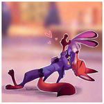  &lt;3 2016 3_toes 4_fingers absurd_res anthro barefoot blurred_background border canine claws clothed clothing dipstick_ears dipstick_tail disney duo eyes_closed female fox hi_res inner_ear_fluff judy_hopps kissing ky-jane lagomorph male mammal multicolored_tail nick_wilde outline police_uniform rabbit signature simple_background size_difference smile toe_claws toes uniform white_border zootopia 