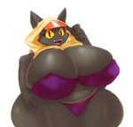  2017 anthro belly big_breasts biped bra breasts clothing croissant_(plaga) digital_media_(artwork) feline female huge_breasts hyper hyper_breasts looking_at_viewer mammal matospectoru navel open_mouth overweight simple_background slightly_chubby smile solo thick_thighs underwear voluptuous white_background wide_hips 