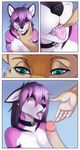  2017 anthro breasts canine collar comic digital_media_(artwork) duo erection female fox fur hair hyattlen male male/female mammal nude open_mouth penis pink_fur purple_eyes purple_hair saliva selene_leni simple_background teeth tongue tongue_out 