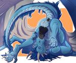  2017 anthro anus autofellatio balls blue_eyes blue_fur blue_hair butt claws cum cum_in_mouth cum_in_own_mouth cum_inside cum_on_self delightful_shiny_pie digital_media_(artwork) dragon drinking erection fur hair horn knot male masturbation nude open_mouth oral penis scales scalie seregir simple_background solo sucking wings 