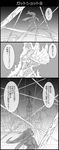  3koma comic gakuran graphite_(medium) greyscale hierophant_green highres jojo_no_kimyou_na_bouken kakyouin_noriaki long_coat long_hair monochrome multiple_boys parody scarf school_uniform stand_(jojo) stardust_crusaders straizo traditional_media translated utano 