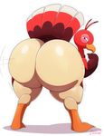  ambiguous_gender avian barefoot beak big_butt bird butt feathers feral hi_res looking_at_viewer looking_back miitopia miso_souperstar nintendo nude presenting presenting_hindquarters smile solo squint standing thick_thighs turkey twerkey video_games wings 