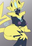  2017 anthro bearbox_doodletimes breasts butt canine claws digital_media_(artwork) feline female fur looking_at_viewer mammal nintendo nipples nude paws pok&eacute;mon pok&eacute;mon_(species) simple_background smile solo teasing video_games zeraora 