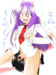  animal_ears black_hair bunny_ears cunnilingus inaba_tewi keishiki_(leftwin) long_hair multiple_girls oral orgasm purple_hair red_eyes reisen_udongein_inaba saliva short_hair touhou translated yuri 