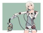  android blonde_hair cable holding mechanical_parts original short_hair simple_background solo sukabu 