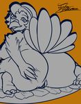  2017 anthro avian beak big_butt bird breasts butt digital_media_(artwork) feathers female food fur hair holidays jyto looking_at_viewer mammal nipples nude simple_background solo thanksgiving thick_thighs turkey wide_hips 