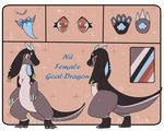  2017 anidra claws cute digital_media_(artwork) english_text female feral fur horn hybrid looking_at_viewer model_sheet nii open_mouth simple_background smile solo standing teeth text tongue 