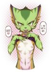  2017 anthro blush breasts carol_tea feline female freedom_planet freedom_planet_2 fur green_eyes green_fur kemono mammal midriff navel simple_background small_breasts smile solo teeth tongue video_games white_background wildcat zelen 