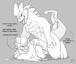 anthro dragon duo friendship_is_magic grubber_(mlp) hedgehog male male/male mammal monochrome my_little_pony penis spike_(mlp) zestibone 