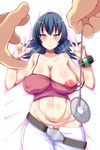  1girl :o blush breasts gloves highres hypno hypnosis large_breasts looking_at_viewer mind_control natsume_(pokemon) navel nipple_slip nipples pokemon pokemon_(game) pokemon_hgss pov purple_eyes strap_slip sweat tank_top 