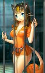  2017 anthro breasts brown_hair clothed clothing digital_media_(artwork) feline female fur hair levaligress looking_at_viewer mammal meowth nintendo pok&eacute;mon pok&eacute;mon_(species) pok&eacute;morph solo tight_clothing video_games white_fur 