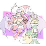  2_tails antlers bat bell big_breasts bigdad breasts canine christmas clothing costume eyeshadow female fox hat holidays horn inner_ear_fluff legwear makeup male mammal miles_prower multi_tail rouge_the_bat santa_costume santa_hat scarf sonic_(series) thigh_highs under_boob wings 