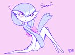  blueman282 commentary gardevoir gen_3_pokemon green_hair legs pokemon pokemon_(creature) red_eyes 