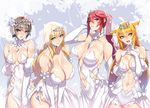  abs animal_ears ban blonde_hair blue_eyes breasts bridal_veil brown_eyes cat_ears dress koku_gensou_wo_item_cheat_de_ikinuku large_breasts light_brown_hair louis_carlson lyle_raerutiosu multiple_girls polygamy red_eyes red_hair sharon_(kokugensou) stelliana take_your_pick veil wedding_dress yellow_eyes 