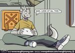  belly big_belly clothed clothing comic cum cum_inflation dragon inflation male naughtymorg penis public scalie 