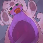  blush goodra licking looking_at_viewer nintendo open_mouth pok&eacute;mon pok&eacute;mon_(species) slime tongue tongue_out video_games みぜる 
