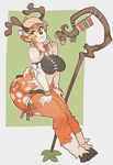  absurdres animal_ears antlers bare_shoulders battlerite blonde_hair blossom_(battlerite) bracelet deer_ears flower furry green_eyes hair_flower hair_ornament highres hooves jewelry leaf short_hair solo splashbrush staff 