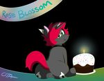  anus birthday cake collar cutie_mark equine fan_character female food fur grey_fur hair horn mammal my_little_pony ota_(artist) puffy_anus red_hair rose_blossom solo sprinkles sugar unicorn 