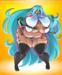  abstract_background big_breasts big_butt bovine breasts butt clothed clothing english_text female hair hatsune_miku hi_res horn huge_breasts jacques00 long_hair mammal overweight overweight_female panties solo text transformation underwear vocaloid wide_hips 