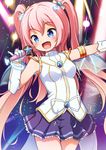  :d angelic_buster armlet bangs bat_wings blue_eyes blue_wings blush bow breasts commentary_request cowboy_shot elbow_gloves eyebrows_visible_through_hair fang gloves hair_between_eyes hair_bow holding holding_microphone horns jewelry long_hair looking_to_the_side maplestory microphone nekono_rin open_mouth pink_hair pinky_out pleated_skirt purple_skirt shirt sidelocks skirt sleeveless sleeveless_shirt small_breasts smile solo star transparent_wings two_side_up very_long_hair white_bow white_gloves white_shirt wings 