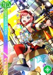  armpits blush character_name crayons dress gloves love_live!_school_idol_festival love_live!_school_idol_project nishikino_maki overall red_hair short_hair smile violet_eyes visor wink 