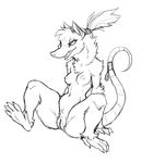  anthro armello bedroom_eyes breasts chest_tuft female fluffy grin guoh half-closed_eyes mammal monochrome neck_tuft nipples nude ponytail presenting presenting_pussy pussy rat rodent seductive sharp_teeth smile solo spread_legs spreading teeth tuft zosha_(armello) 