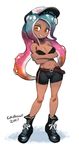  baseball_cap belt bike_shorts boots cephalopod_eyes colo_(nagrolaz) commentary domino_mask hat highres mask multicolored_hair octarian splatoon_(series) suction_cups tank_top tentacle_hair tentacles 