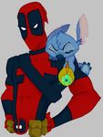  &gt;:) 2009 4_fingers 4_toes alien belt blue_claws blue_eyes blue_fur blue_nose claws clothing crossover deadpool digital_media_(artwork) disney experiment_(species) fur grey_background hands_on_hips head_tuft holding_object holding_weapon human lilo_and_stitch looking_at_viewer mammal marvel notched_ear on_shoulder one_eye_closed plasma_rifle ranged_weapon silvertallest simple_background stitch superhero toe_claws toes uniform weapon white_background 