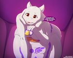  2017 anthro boss_monster breasts brown_eyes caprine diaper female fur goat leaning leaning_forward looking_at_viewer mammal pacifier speech_bubble text thick_thighs toriel undertale video_games weewizzylizzy white_fur 