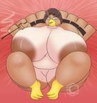  2017 abstract_background anthro areola avian big_breasts big_butt bird bottomless breasts brown_hair butt cleavage clothed clothing crescent-blue-zero digital_media_(artwork) female hair huge_breasts huge_butt nude obese overweight overweight_female pipe red_eyes sitting smoking sofie_(vdisco) solo thick_thighs turkey voluptuous wide_hips 