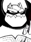  2017 anthro bandanna black_and_white bust_portrait inkyfrog male mask monochrome portrait reptile scalie shell slash_(tmnt) solo spikes teenage_mutant_ninja_turtles turtle 