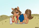  2011 anton_chigurh brown_eyes captive_bolt_pistol clothing crossover cutie_mark desert dutch_(artist) earth_pony equine friendship_is_magic horse jacket looking_at_viewer male mammal my_little_pony no_country_for_old_men oxygen_tank parody ponification pony solo 