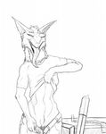  2017 anthro clothed clothing female fur gun looking_at_viewer mammal presenting pussy ranged_weapon sergal solo tongue tongue_out undressing weapon zafara_(artist) 
