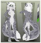  abstract_background aimi black_nipples breasts butt charlotte_tepes_(character) feline female fur green_eyes hair leopard mammal model_sheet nipples snow_leopard solo spots spotted_fur white_hair 