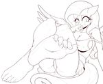  2017 anthro black_and_white camel_toe clothing equine eyelashes feathered_wings feathers feet female flame-lonewolf fluttershy_(mlp) foot_focus friendship_is_magic hair hi_res humanoid_feet line_art long_hair mammal monochrome my_little_pony nipple_bulge pegasus skirt smile soles solo wings 