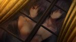  aoi_tori breasts game_cg koku kurosaki_sayo male nipples no_bra purple_eyes purple_software shiratori_ritsu short_hair 