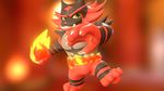  3d_(artwork) alola black_fur digital_media_(artwork) feline fire fur incineroar kreic male mammal nintendo pok&eacute;mon pok&eacute;mon_(species) red_fur solo striped_fur stripes tiger video_games 