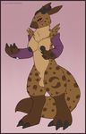  animal_genitalia arkham_(character) black_sclera dickgirl digimon horn hybrid hyena intersex mammal post_transformation purple_eyes rakete renamon sheath simple_background spotted_hyena transformation 