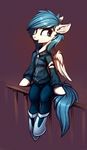  blue_hair clothed clothing digital_media_(artwork) equine fan_character feathered_wings feathers female feral hair hooves mammal my_little_pony pegasus ramiras simple_background smile tan_feathers wings 