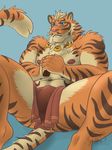  bulge clothing feline guardian_tiger lin_hu loincloth male mammal muscular nekojishi nipples possumpecker tiger 