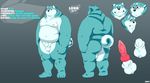  animal_genitalia animal_penis anthro balls canine_penis english_text male mazemore model_sheet nipples obese overweight penis sheath simple_background solo text 