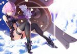  animal clouds elbow_gloves fate/grand_order fate_(series) fou_(fate/grand_order) gloves mirea navel pink_eyes pink_hair short_hair signed sky thighhighs 