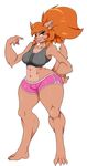  abs anthro big_breasts breasts canine clothed clothing female fur hair looking_at_viewer mammal mehdrawings muscular muscular_female smile solo standing thick_thighs tongue tongue_out 