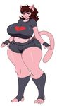  2017 4_toes anthro belly big_breasts big_butt biped blush breasts brown_hair butt clothed clothing deep_navel digital_media_(artwork) feline female fingerless_gloves gloves hair huge_breasts huge_butt legwear looking_at_viewer mammal mehdrawings midriff navel purple_eyes simple_background slightly_chubby smile socks solo standing stirrup_socks thick_thighs toes voluptuous white_background wide_hips 