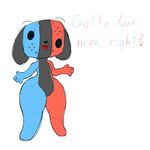  animate_inanimate anthro canine dog english_text female looking_at_viewer mammal nintendo nintendo_switch nude open_mouth short_stack simple_background smile solo standing switch_dog text thick_thighs video_games white_background wide_hips 