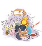  alarm_clock annoying_dog_(undertale) bound burgerpants canine cat clock crown dog english_text feline fire flower fluffymilktea gag gagged mammal plant text undertale video_games 